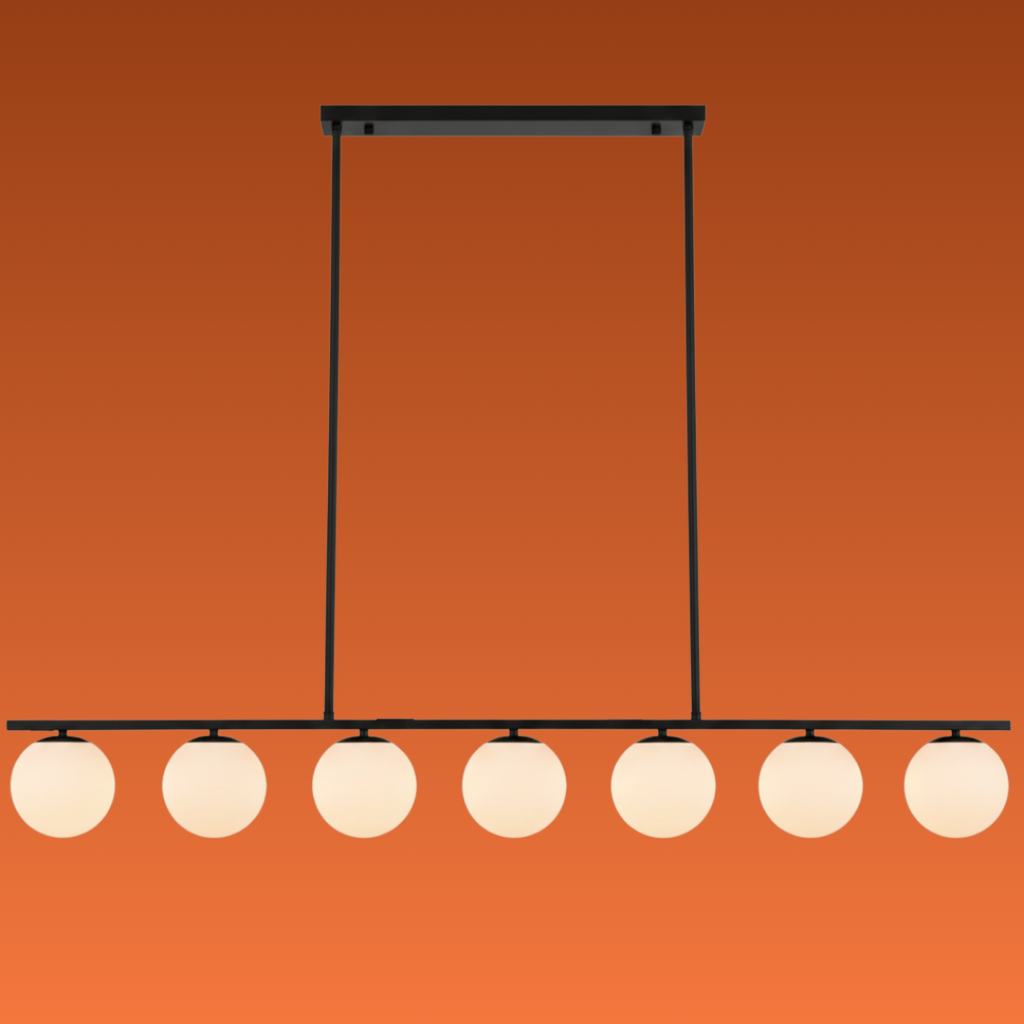Modern Globe Glass Linear Chandelier: Kitchen Island Dining Room XL Lighting, Adjustable Height