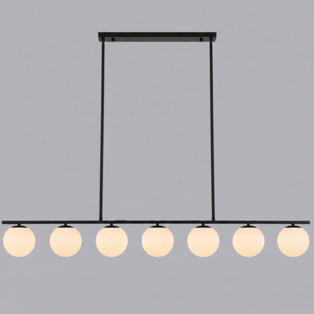 Modern Globe Glass Linear Chandelier: Kitchen Island Dining Room XL Lighting, Adjustable Height