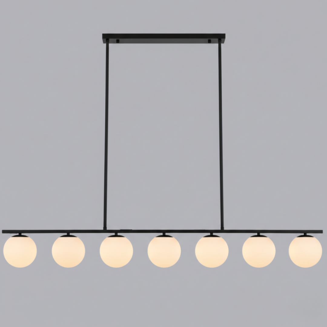 Modern Globe Glass Linear Chandelier: Kitchen Island Dining Room XL Lighting, Adjustable Height