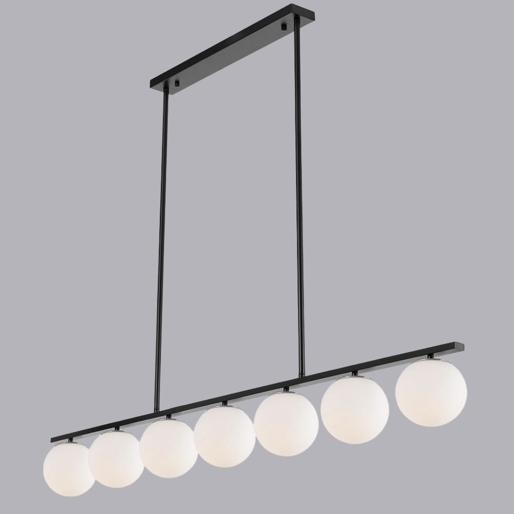 Modern Globe Glass Linear Chandelier: Kitchen Island Dining Room XL Lighting, Adjustable Height