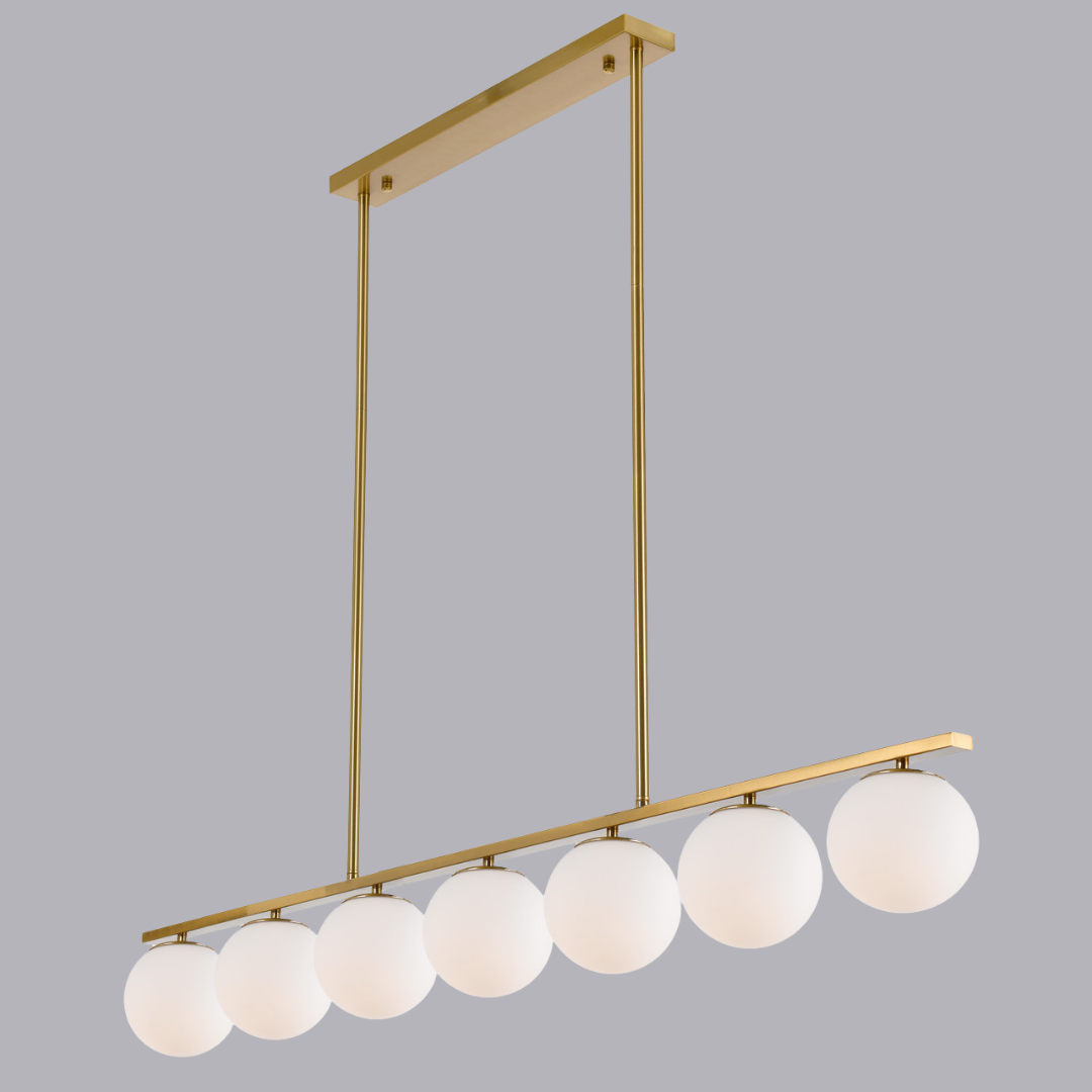 Modern Globe Glass Linear Chandelier: Kitchen Island Dining Room XL Lighting, Adjustable Height