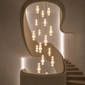 Modern Stacked Globe Chandelier, High Ceiling Foyer Pendant Light