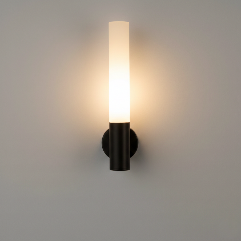 Minimal Tube Wall Sconce – Contemporary Black or Gold Vanity Light